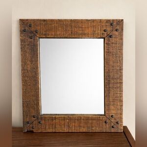 Rustic Wood Framed Mirror in Warm Brown